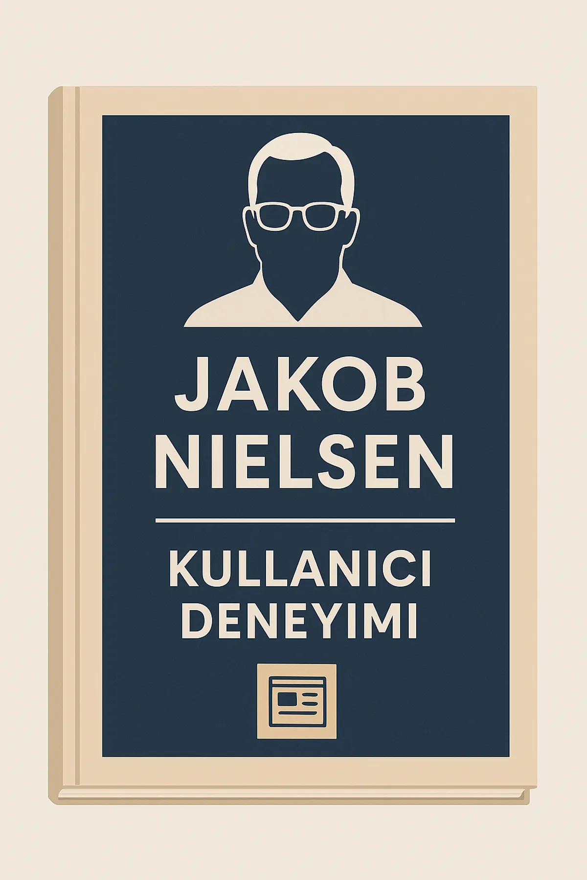 Jakob Nielsen’in kullanıcı deneyimi ilkelerini temsil eden modern kitap kapağı illüstrasyonu.