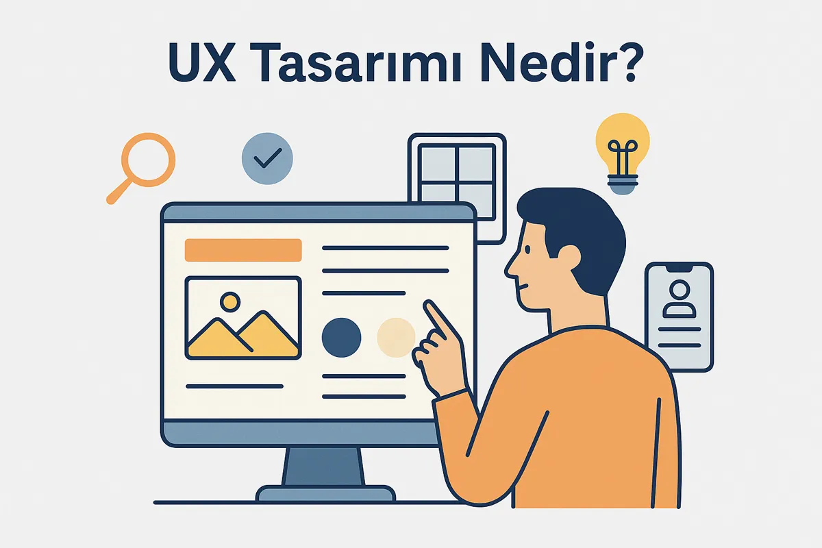 Kullanıcı deneyimini temsil eden sezgisel ve kullanıcı odaklı arayüz tasarımının illüstratif gösterimi.
