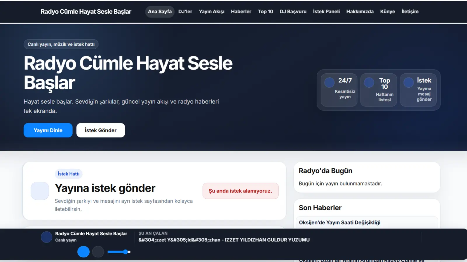 Radyo Cümle projesinin ekran görüntüsü